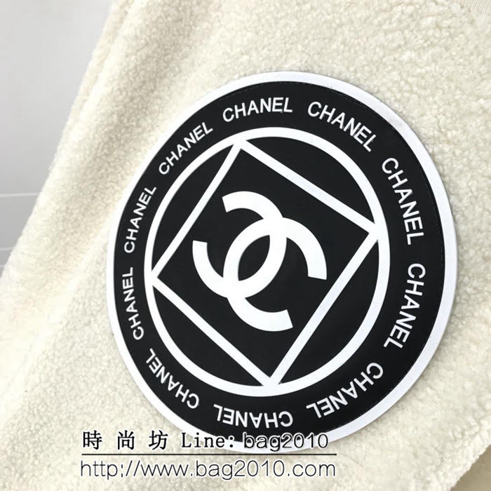 CHANEL香奈兒 18ss秋冬新款 中古橡膠圖案 內裏絲絨 羊羔毛長袖衣 情侶款 ydi1877